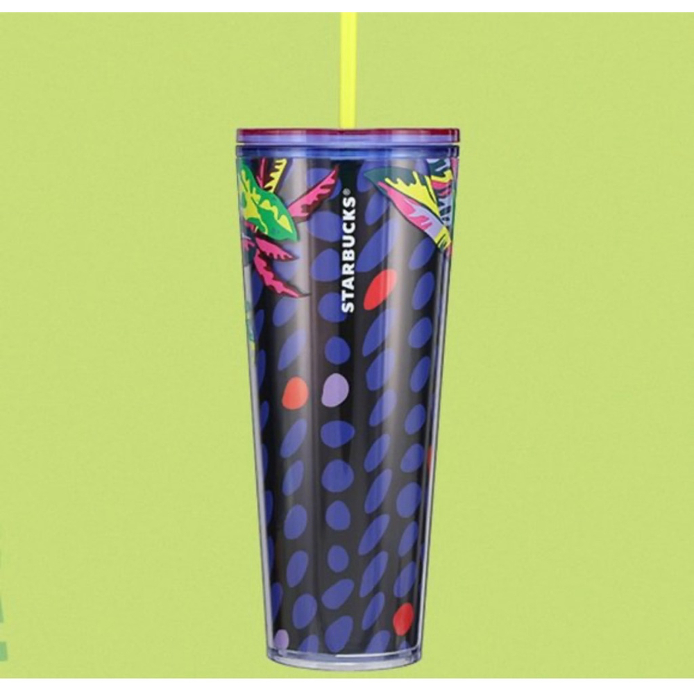EUC Starbucks 2023 Floral‎ & Leaves Farm Rio Vibes Cup Tumbler 24oz